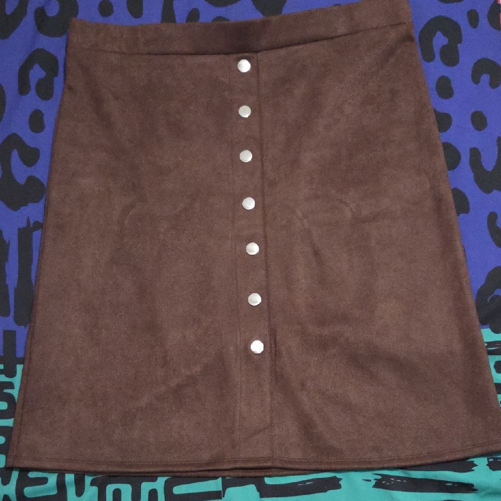 Scarlett Brown Suede A-Line Skirt